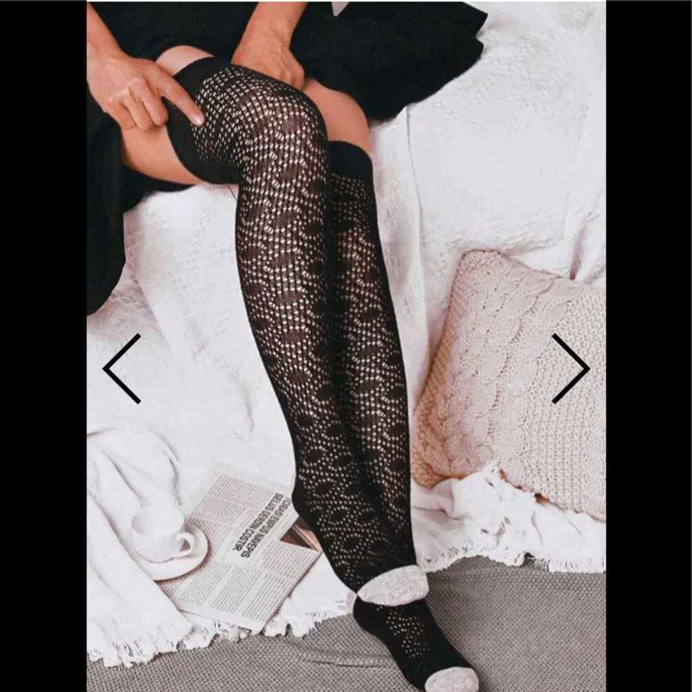 Geometric Patterns RED Over Knee Knitted Socks